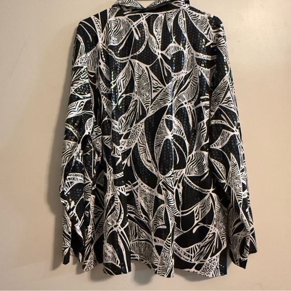 Exclusively Misook Petite Animal Print Shimmer Sheer Sequin Zip Jacket 3XL PLUS - Picture 6 of 8
